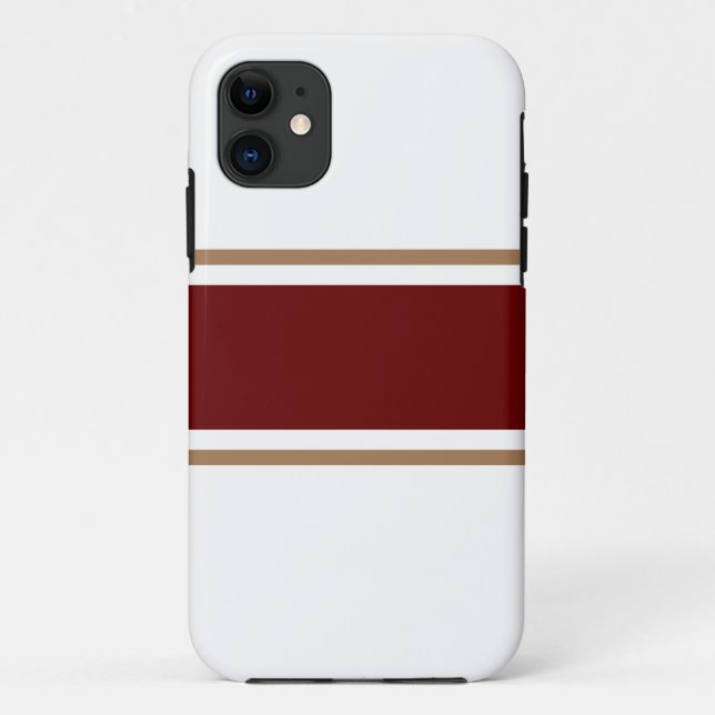 Fun Cool Deep Red Brown Racing Stripes On White Case-Mate iPhone Case (Back)