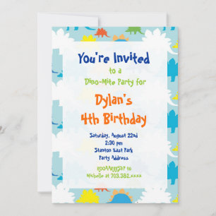 Fun Cool Dinosaur Birthday Party Invitations