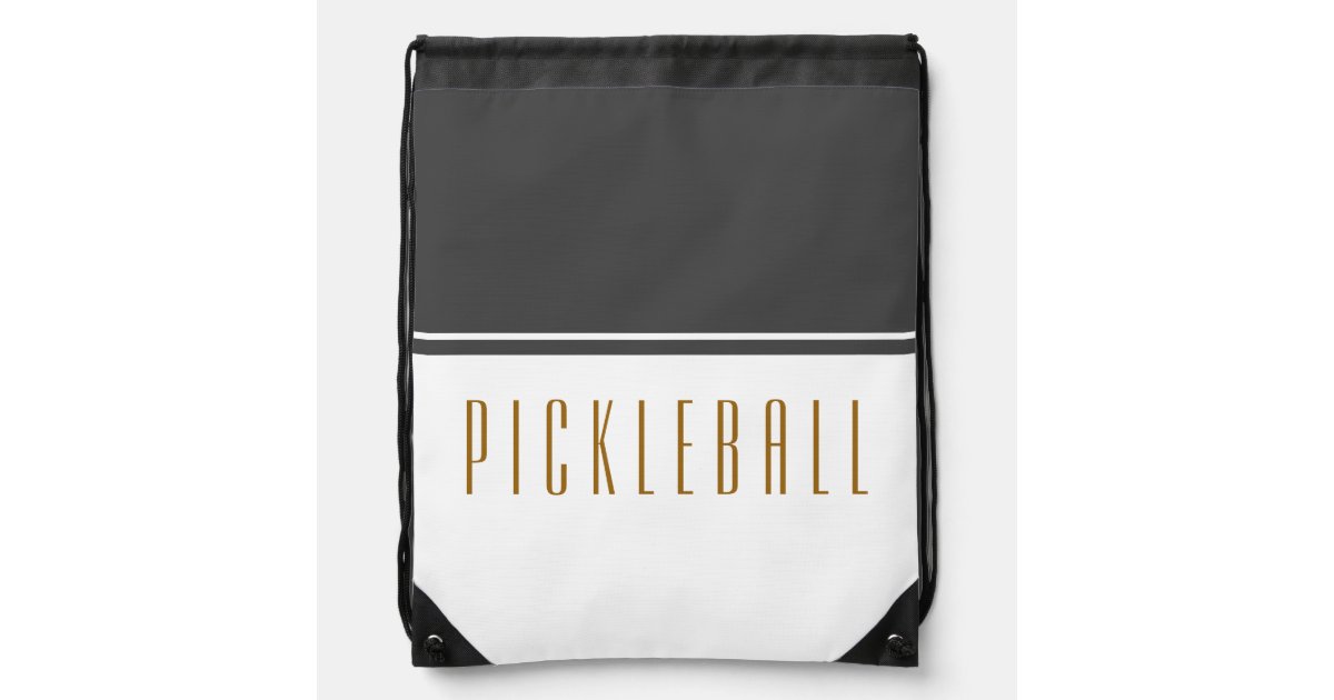 Fun Cool Fancy Grey Colour Block PICKLE BALL Text Drawstring Bag Zazzle