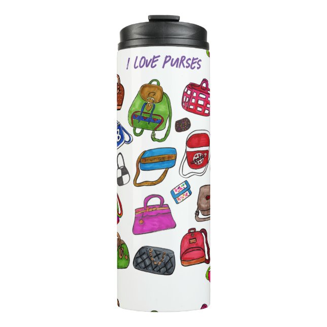 Fun Cool Fashion Illustrated Purse Pattern  Thermal Tumbler (Front)
