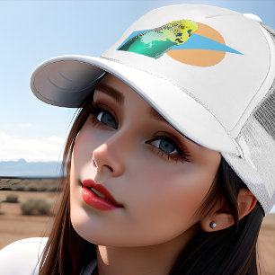 Fun Cool Geometric Dramatic Budgie Summer Pet Bird Trucker Hat