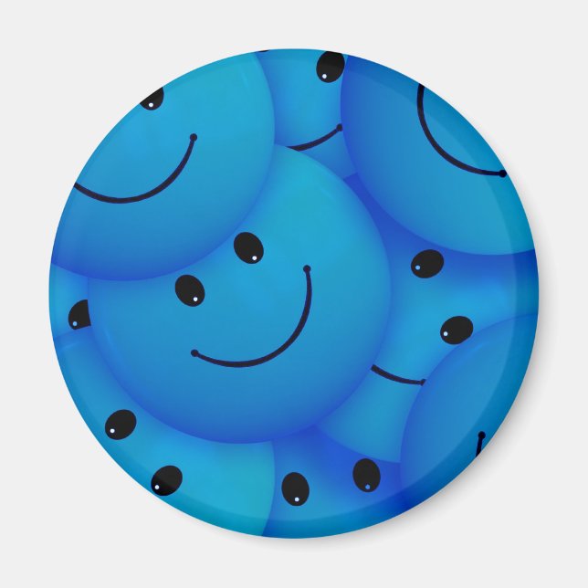 Fun Cool Happy Blue Faces Magnet (Front)