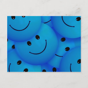Fun Cool Happy Blue Faces Postcard