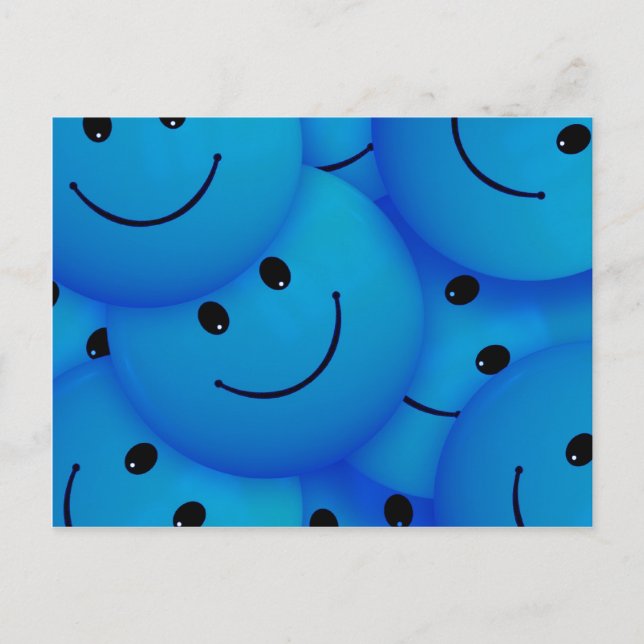 Fun Cool Happy Blue Faces Postcard (Front)