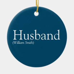 Fun Cool Husband Modern Blue Definition  Ceramic Ornament