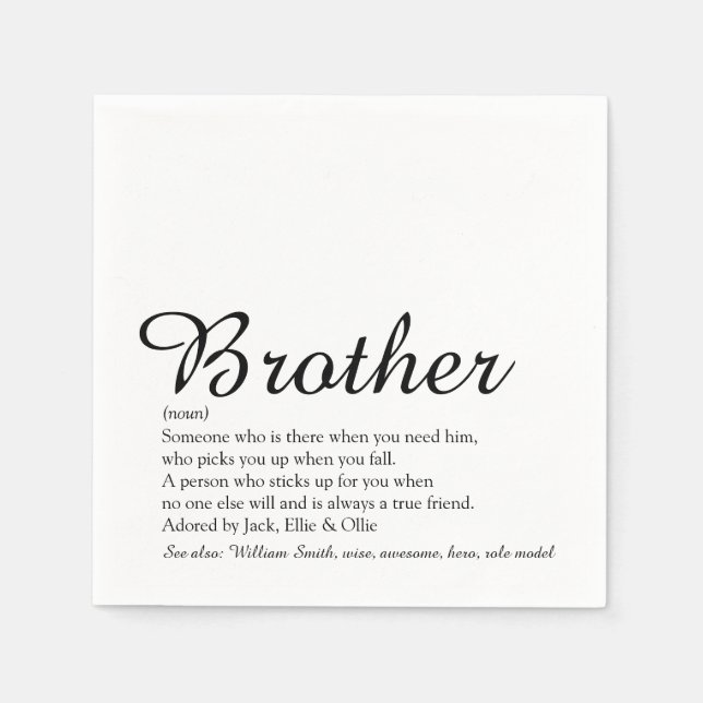 Fun Cool Modern Best Ever Brother Definition Napkin (Front)