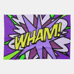 Fun Cool Modern WHAM Comic Book Tea Towel