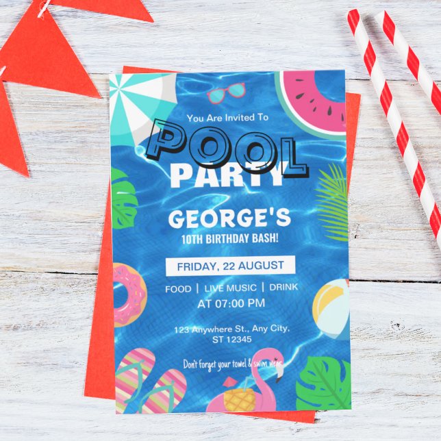 Fun Cool Pool Party | Swimming Birthday Invitation (Creator Uploaded)