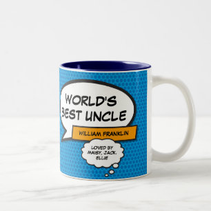 Fun Cool Uncle Modern Comic Typographic Blue Two-Tone Coffee Mug