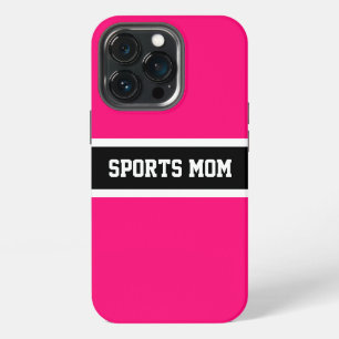 Fun Cool Vibrant Pretty Pink SPORTS MOM Script iPhone 13 Pro Case
