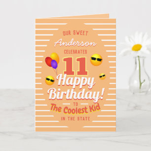 Fun Coolest Kid Birthday Sun Emojis and Balloons Card
