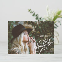 Fun Corner Script Four Photo Grad Announcement 