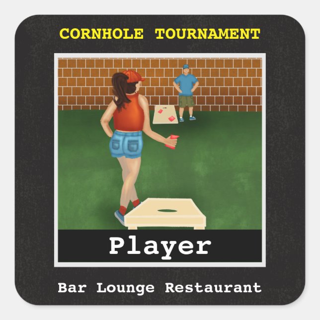 Fun Cornhole Tournament Registered Player Sticker (Front)