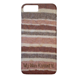 fun cottagecore hand knitted brown stripes iPhone 8 plus/7 plus case