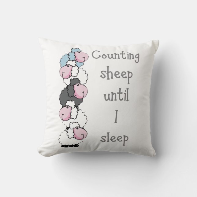 Fun Counting Sheep Until I Sleep Quote        Fun Cushion (Front)