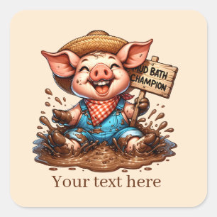 Fun Country pig lovers add text  Square Sticker