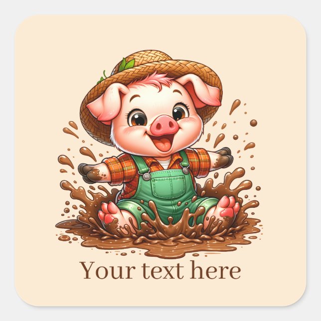 Fun Country pig lovers add text  Square Sticker (Front)