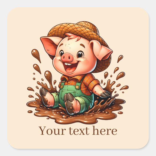 Fun Country pig lovers add text  Square Sticker (Front)