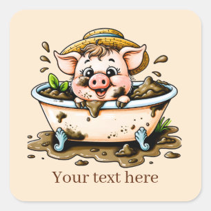 Fun Country pig lovers add text Square Sticker