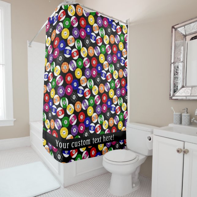 Fun Country Style Chequered Billiards Pattern Shower Curtain (In Situ)