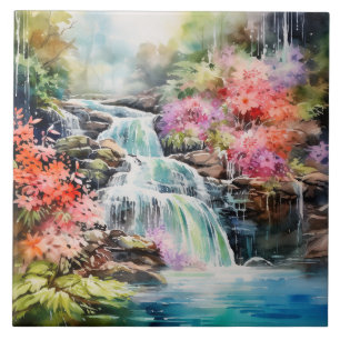 Fun Country waterfall scene Ceramic Tile