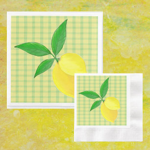 Fun Country Yellow Green Check Lemon  Napkin