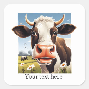 Fun cow lovers customisable square sticker