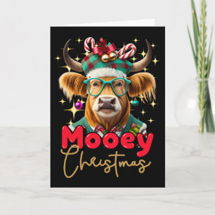 Fun Cow Mooey Christmas Scottish Family Group  Card