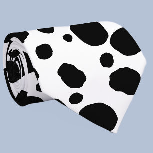 Fun Cow Print Western Spots Pattern Black White Tie