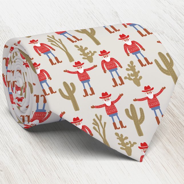 Fun Cowboy Santa Claus Western Christmas Tie (Fun Cowboy Santa Claus Western Christmas Holiday neck tie)
