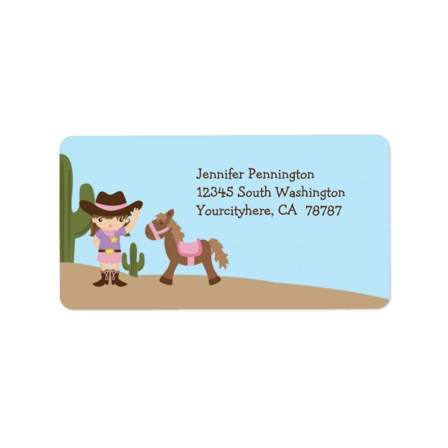 Fun cowgirl western girl address labels (Front)