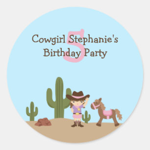 Fun cowgirl western girl's birthday party stickers