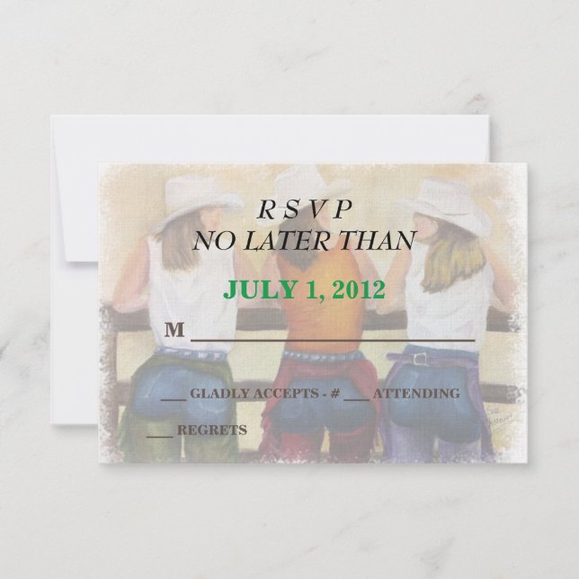 FUN COWGIRLS CUSTOMIZABLE RSVP CARDS (Front)