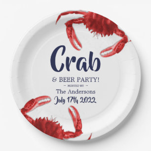 Fun Crab Boil White Summer Party Custom Paper Plate