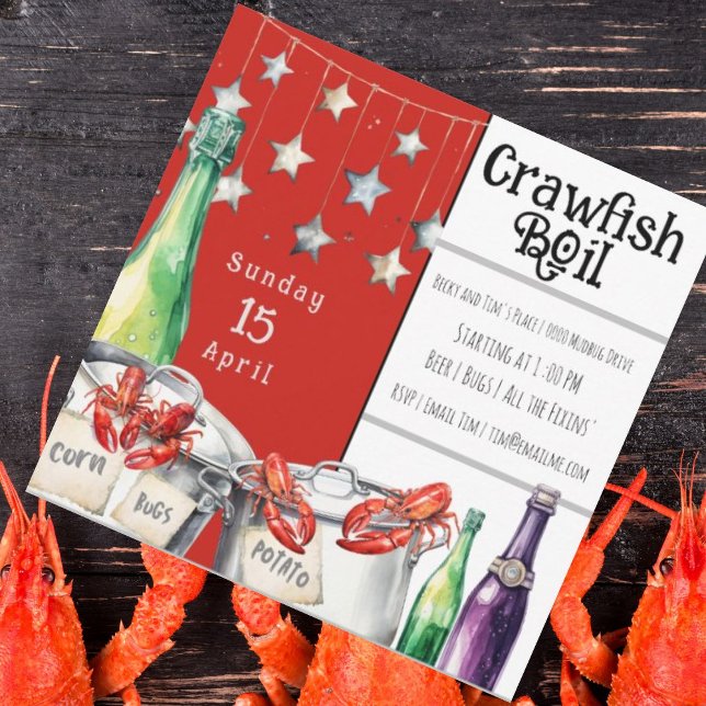 Fun Crawfish Boil Summer Party Invitation (Crawfish boil spring and summer party invites for you to customize and send to friends and neigbhors)