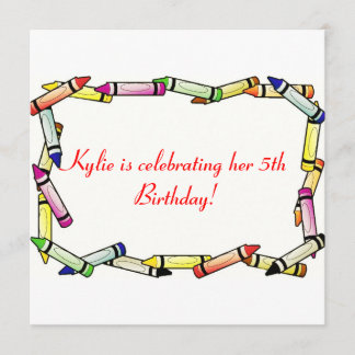Fun Crayon Birthday Party Invitations