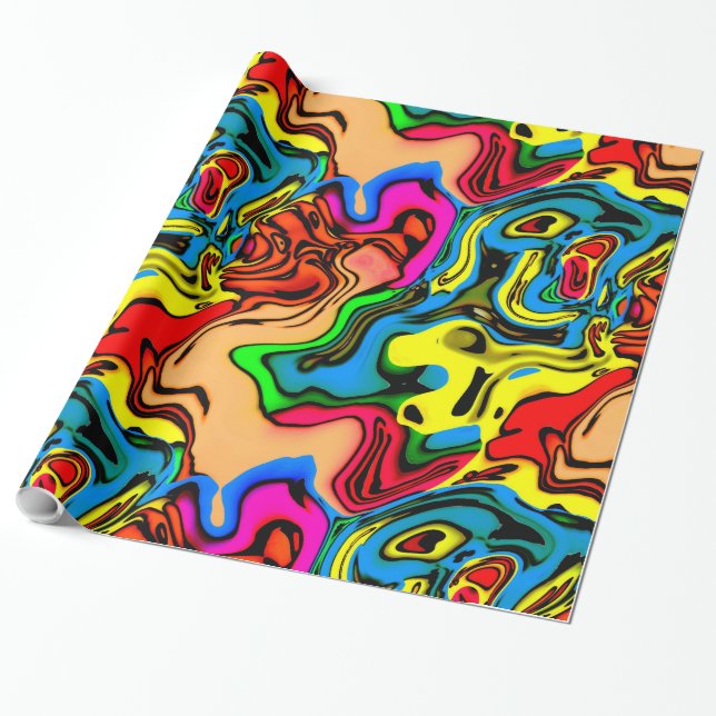 Fun Crazy Colours Wrapping Paper (Unrolled)