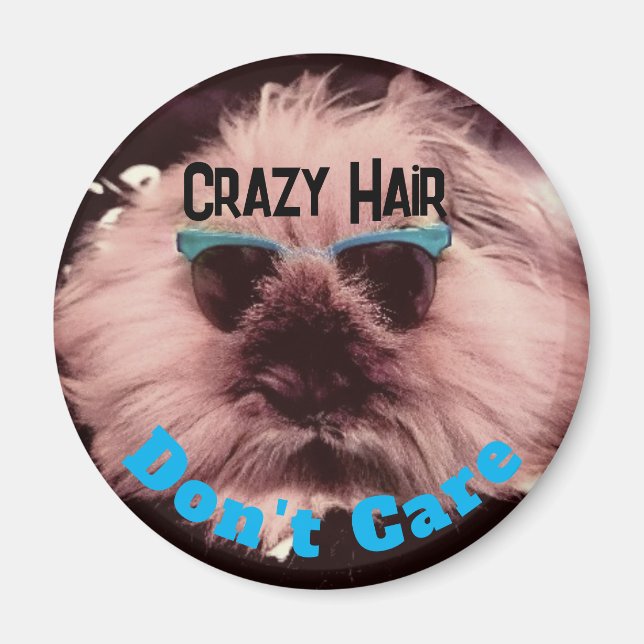 Fun Crazy Hair Round Magnet (Front)