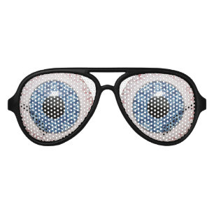 Fun Creepy Blue Eyeball design Aviator Sunglasses
