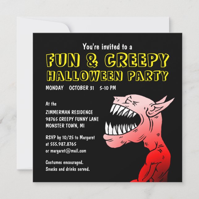 Fun & Creepy Halloween Party Invitation (Front)