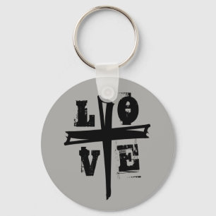 fun CROSS with LOVE lettering   Key Ring