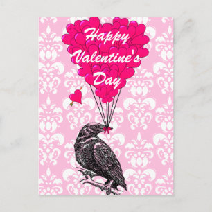 Fun crow love heart Valentines Holiday Postcard