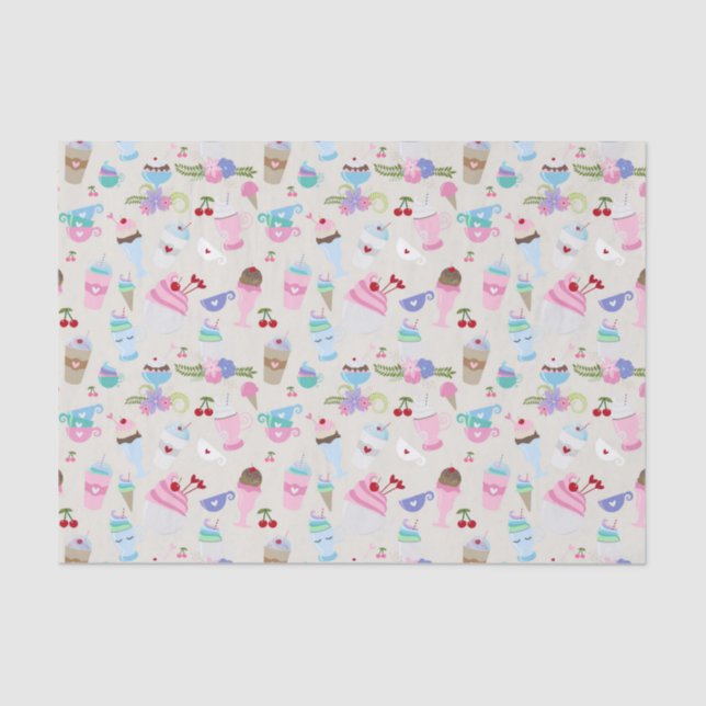 Fun Cupcake Sweets Birthday Party Pattern Tissue Paper (Front)