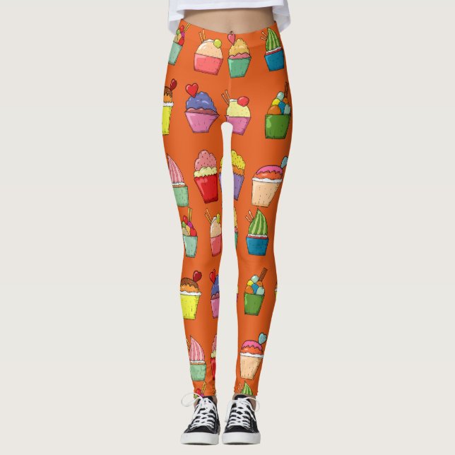 Fun cupcakes l Dessert Colourful orange Leggings (Front)
