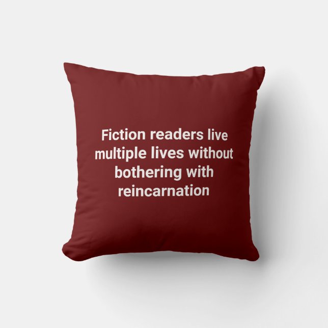 Fun cushion for avid readers, pretty deep red (Front)