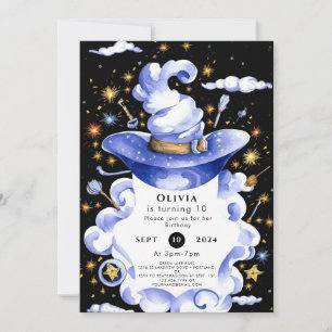 Fun Custom Broom Wizard Birthday Invitation