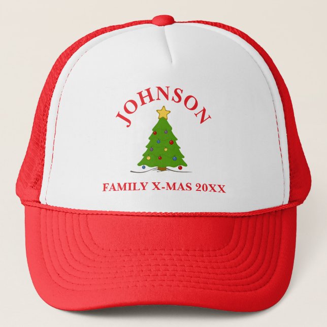 FUN!🎄Custom Christmas Tree Hat with Famiy Name (Front)