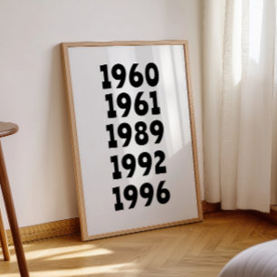 Fun Custom Family 5 Birth Year Sign Poster Gift