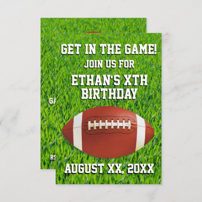 Fun Custom Football Birthday Party Invitation (Front/Back)