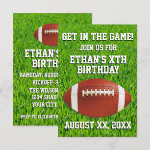 Fun Custom Football Birthday Party Invitation